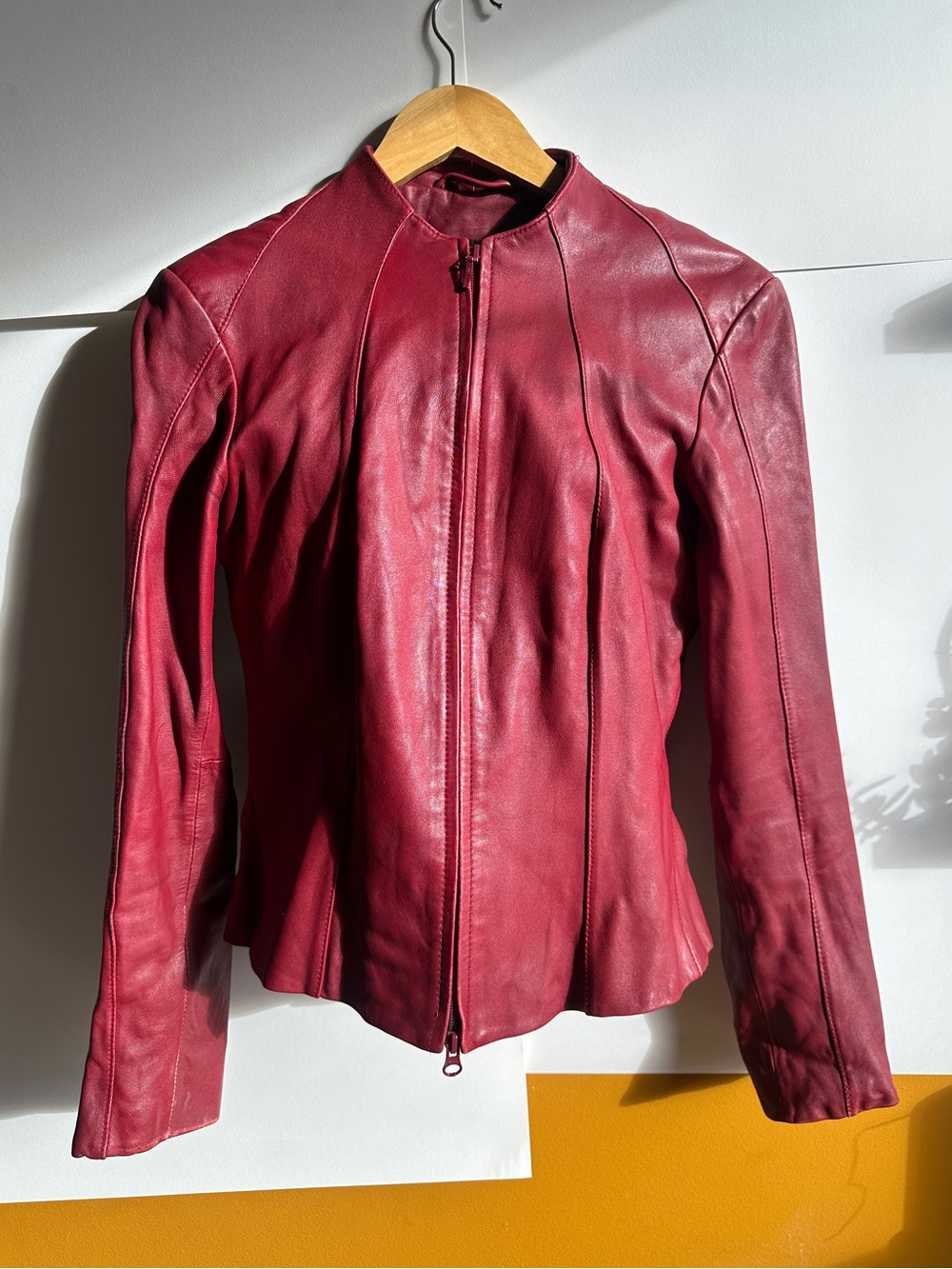 Danier Women's Burgundy Leather Zip Jacket